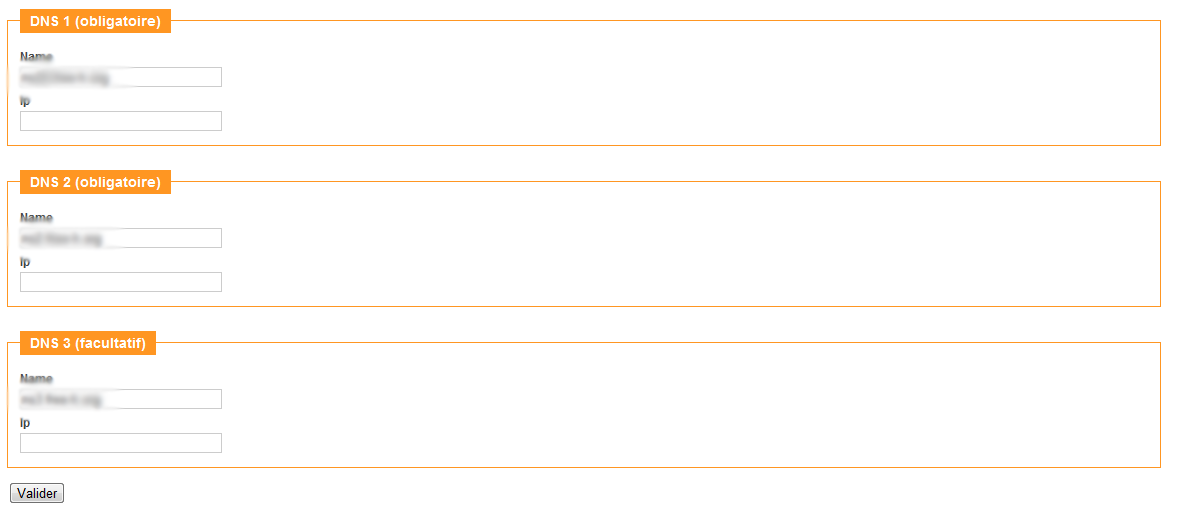 Panneau configuration DNS